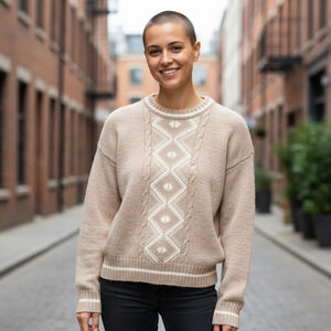 Vintage Northern Isles Oatmeal Crewneck Sweater Women's Medium Wool Blend